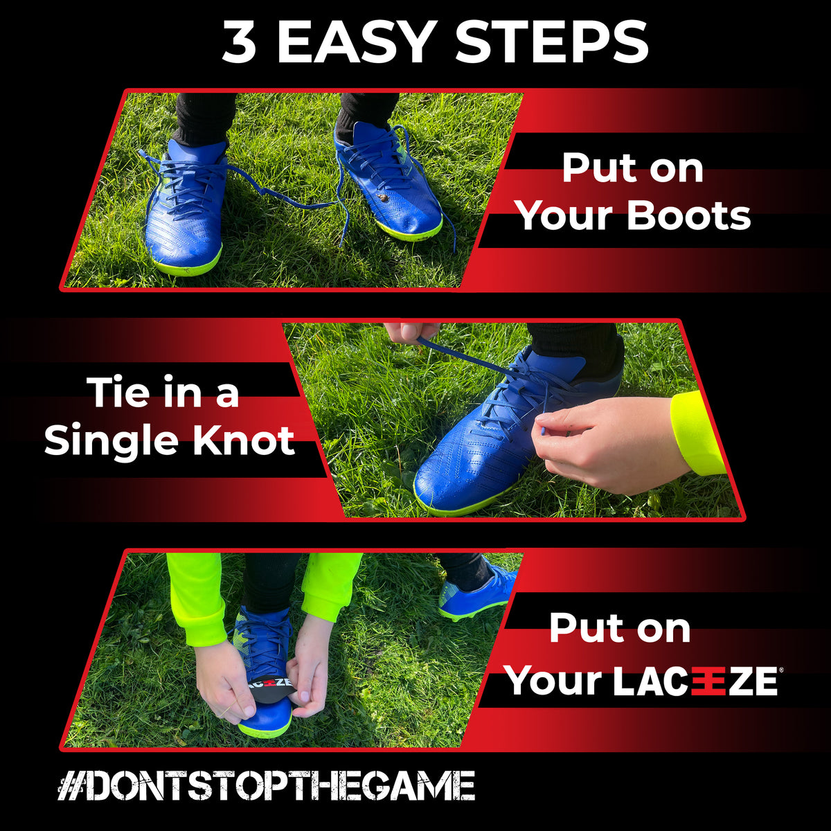 putting on Laceeze Bands 3 easy steps