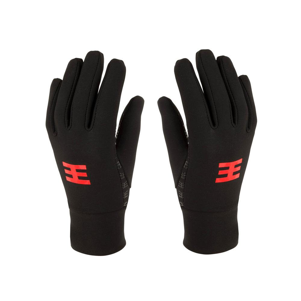 Black Defiance outfield gloves, with red defiance logo on front