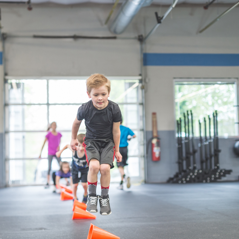 Child doing indoor workout
