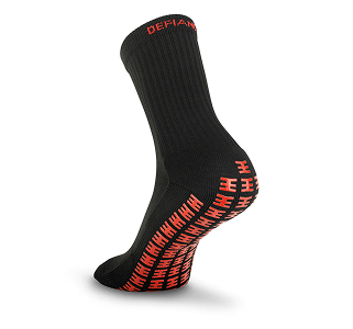 Defiance black grip socks with cushioned sole for sport