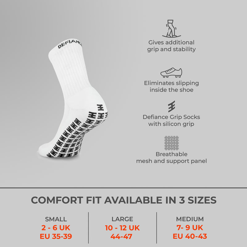Defiance Grip Socks White - mid calf length